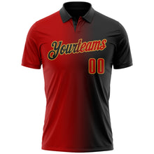 Загрузить изображение в средство просмотра галереи, Custom Black Red-Old Gold 3D Gradient Fashion Performance Polo Shirt
