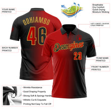Загрузить изображение в средство просмотра галереи, Custom Black Red-Old Gold 3D Gradient Fashion Performance Polo Shirt
