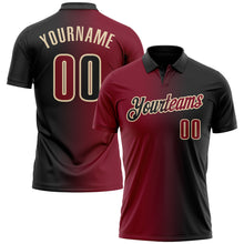 Загрузить изображение в средство просмотра галереи, Custom Black Crimson-City Cream 3D Gradient Fashion Performance Polo Shirt
