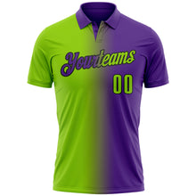 Загрузить изображение в средство просмотра галереи, Custom Purple Neon Green-Black 3D Gradient Fashion Performance Polo Shirt
