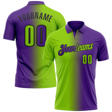 Загрузить изображение в средство просмотра галереи, Custom Purple Neon Green-Black 3D Gradient Fashion Performance Polo Shirt
