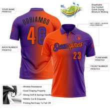 Laden Sie das Bild in den Galerie-Viewer, Custom Purple Orange-Black 3D Gradient Fashion Performance Polo Shirt
