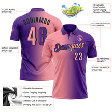 Загрузить изображение в средство просмотра галереи, Custom Purple Medium Pink-Black 3D Gradient Fashion Performance Polo Shirt
