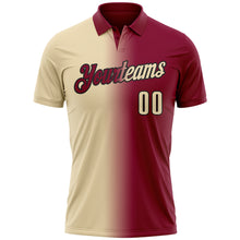 Загрузить изображение в средство просмотра галереи, Custom Maroon Cream-Black 3D Gradient Fashion Performance Polo Shirt
