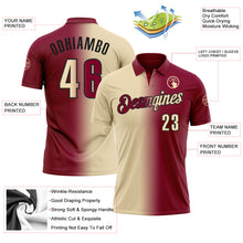 Загрузить изображение в средство просмотра галереи, Custom Maroon Cream-Black 3D Gradient Fashion Performance Polo Shirt
