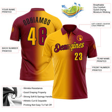 Загрузить изображение в средство просмотра галереи, Custom Maroon Gold-Black 3D Gradient Fashion Performance Polo Shirt

