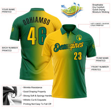 Load image into Gallery viewer, Custom Kelly Green Yellow-Black 3D Gradient Fashion Performance Polo Shirt
