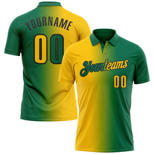 Load image into Gallery viewer, Custom Kelly Green Yellow-Black 3D Gradient Fashion Performance Polo Shirt
