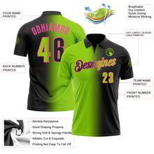 Загрузить изображение в средство просмотра галереи, Custom Black Neon Green-Pink 3D Gradient Fashion Performance Polo Shirt
