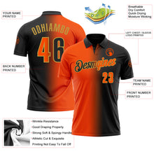 Загрузить изображение в средство просмотра галереи, Custom Black Orange-Old Gold 3D Gradient Fashion Performance Polo Shirt
