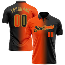 Загрузить изображение в средство просмотра галереи, Custom Black Orange-Old Gold 3D Gradient Fashion Performance Polo Shirt
