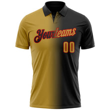Загрузить изображение в средство просмотра галереи, Custom Black Old Gold-Red 3D Gradient Fashion Performance Polo Shirt
