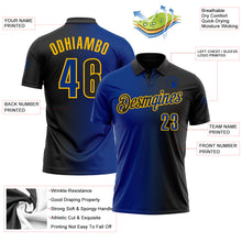 Загрузить изображение в средство просмотра галереи, Custom Black Royal-Gold 3D Gradient Fashion Performance Polo Shirt
