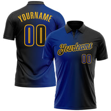 Загрузить изображение в средство просмотра галереи, Custom Black Royal-Gold 3D Gradient Fashion Performance Polo Shirt
