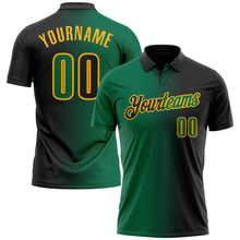 Загрузить изображение в средство просмотра галереи, Custom Black Kelly Green-Gold 3D Gradient Fashion Performance Polo Shirt
