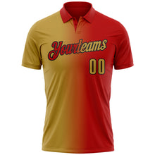 Charger l&#39;image dans la galerie, Custom Red Old Gold-Black 3D Gradient Fashion Performance Polo Shirt
