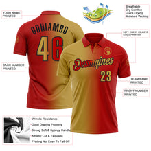 Charger l&#39;image dans la galerie, Custom Red Old Gold-Black 3D Gradient Fashion Performance Polo Shirt
