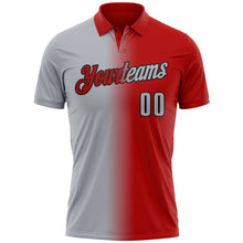 Charger l&#39;image dans la galerie, Custom Red Gray-Black 3D Gradient Fashion Performance Polo Shirt
