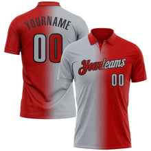 Charger l&#39;image dans la galerie, Custom Red Gray-Black 3D Gradient Fashion Performance Polo Shirt
