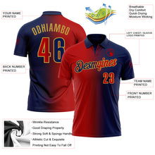 Charger l&#39;image dans la galerie, Custom Navy Red-Old Gold 3D Gradient Fashion Performance Polo Shirt
