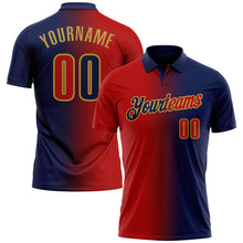 Charger l&#39;image dans la galerie, Custom Navy Red-Old Gold 3D Gradient Fashion Performance Polo Shirt
