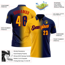 Загрузить изображение в средство просмотра галереи, Custom Navy Gold-Red 3D Gradient Fashion Performance Polo Shirt
