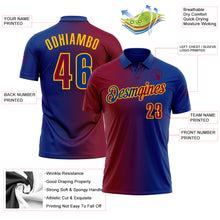 Load image into Gallery viewer, Custom Royal Maroon-Gold 3D Gradient Fashion Performance Polo Shirt
