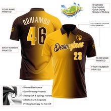 Load image into Gallery viewer, Custom Brown Gold-Cream 3D Gradient Fashion Performance Polo Shirt
