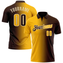Load image into Gallery viewer, Custom Brown Gold-Cream 3D Gradient Fashion Performance Polo Shirt
