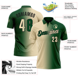 Custom Green Cream-Black 3D Gradient Fashion Performance Polo Shirt