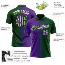 Загрузить изображение в средство просмотра галереи, Custom Green Purple-Cream 3D Gradient Fashion Performance Polo Shirt
