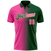 Загрузить изображение в средство просмотра галереи, Custom Green Pink-Cream 3D Gradient Fashion Performance Polo Shirt
