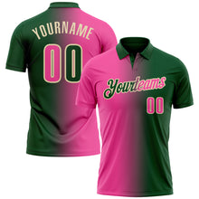 Загрузить изображение в средство просмотра галереи, Custom Green Pink-Cream 3D Gradient Fashion Performance Polo Shirt
