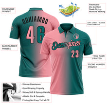 Load image into Gallery viewer, Custom Teal Medium Pink-Black 3D Gradient Fashion Performance Polo Shirt
