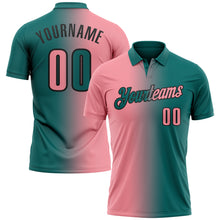 Load image into Gallery viewer, Custom Teal Medium Pink-Black 3D Gradient Fashion Performance Polo Shirt
