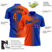 Charger l&#39;image dans la galerie, Custom Thunder Blue Orange-Black 3D Gradient Fashion Performance Polo Shirt
