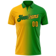 Load image into Gallery viewer, Custom Grass Green Gold-Black 3D Gradient Fashion Performance Polo Shirt
