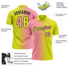 Load image into Gallery viewer, Custom Neon Yellow Medium Pink-Black 3D Gradient Fashion Performance Polo Shirt
