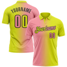 Load image into Gallery viewer, Custom Neon Yellow Medium Pink-Black 3D Gradient Fashion Performance Polo Shirt
