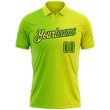 Load image into Gallery viewer, Custom Neon Yellow Neon Green-Navy 3D Gradient Fashion Performance Polo Shirt
