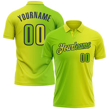 Load image into Gallery viewer, Custom Neon Yellow Neon Green-Navy 3D Gradient Fashion Performance Polo Shirt
