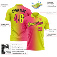 Load image into Gallery viewer, Custom Neon Yellow Neon Pink-Black 3D Gradient Fashion Performance Polo Shirt
