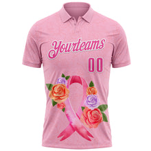 Charger l&#39;image dans la galerie, Custom Light Pink Pink-White 3D Pink Ribbon Breast Cancer Awareness Month Women Health Care Support Floral Performance Polo Shirt
