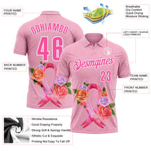 Charger l&#39;image dans la galerie, Custom Light Pink Pink-White 3D Pink Ribbon Breast Cancer Awareness Month Women Health Care Support Floral Performance Polo Shirt
