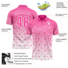 Load image into Gallery viewer, Custom Pink White 3D Gradient Pink Ribbon Breast Cancer Awareness Month Women Health Care Support Performance Polo Shirt
