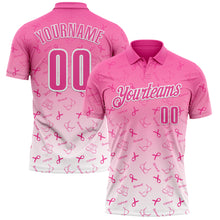 Load image into Gallery viewer, Custom Pink White 3D Gradient Pink Ribbon Breast Cancer Awareness Month Women Health Care Support Performance Polo Shirt
