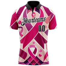 Load image into Gallery viewer, Custom Pink Black-White 3D Pink Ribbon Breast Cancer Awareness Month Women Health Care Support Performance Polo Shirt
