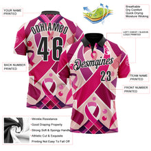 Load image into Gallery viewer, Custom Pink Black-White 3D Pink Ribbon Breast Cancer Awareness Month Women Health Care Support Performance Polo Shirt
