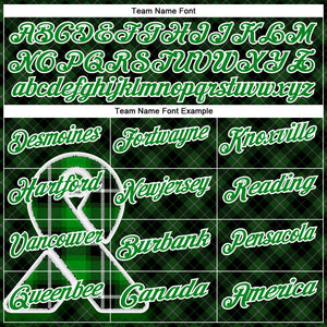 Custom Black Grass Green-White 3D Pattern Design Green Ribbon Liver Cancer Plaid Performance Polo Shirt