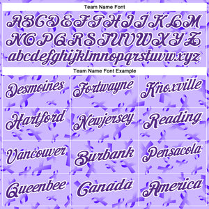 Custom Purple White 3D Pattern Design Purple Ribbon Gynecological Cancer Awareness Performance Polo Shirt